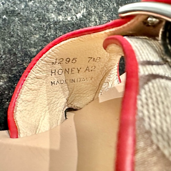 *rare* COACH Honey Wood Platform Wedge Logo Signature Tan/Red Size 7.5 - Picture 4 of 8